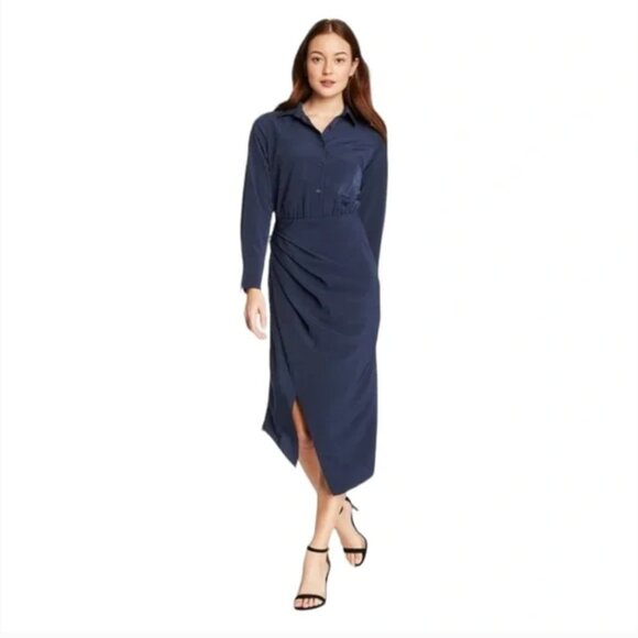 Cushnie for Target Navy Blue Asymmetric Long Sleeve Dress 20W - Picture 1 of 8